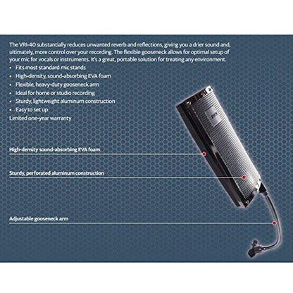 LyxPro Gooseneck Vocal Booth 40 Portable Acoustic Isolation Instrument Shield, Sound Absorbing Panel, with Adjustable Desktop Microphone Stand