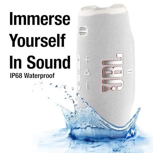 JBL Charge 6 Portable Bluetooth Speaker (White) | IP68 Waterproof, DustProof, and DropProof, Outdoor Wireless Audio |28Hrs Playtime + Travel Case Bundle - color: White