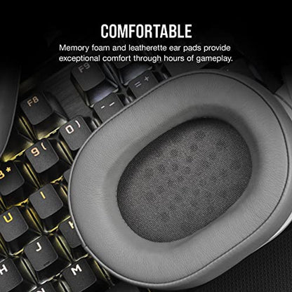 Corsair HS55 Stereo Gaming Headset (Leatherette Memory Foam Ear Pads, Lightweight Construction, Omni-Directional Microphone, Multi-Platform Compatibility with Included Y-Cable Adapter) White (Renewed)