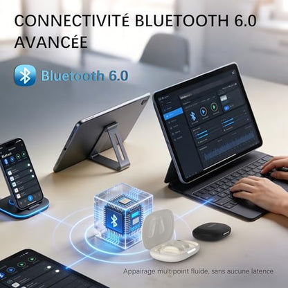Open Ear Headphones Over Ear Earbuds with Earhook Directional Sound Bluetooth 6.0 Endurance Dual-Layer Silicone Comfort ENC Clear Calls, Waterproof Workout Earphones (Black) - color: Black