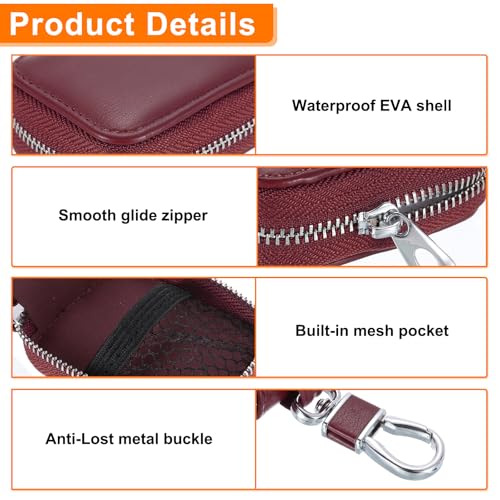 HARFINGTON Earbuds Cases, Earphone Case Holder, PU Leather Ear Buds Case Zipper Organizer Small with Mesh Pocket for USB Cable, Wireless Wired Earphones, Burgundy - color: Burgundy