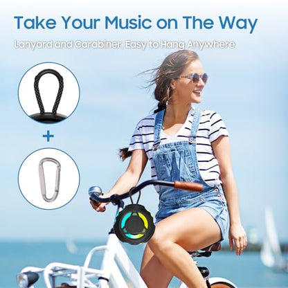 Bluetooth Shower Speake Waterproof，Portable Outdoor Bluetooth Speake with RGB Lights，IPX67 Floating，Built-in Mic，24Hrs Playtime，True Wireless Stereo，Gifts for Teens Boy Girls Women Men - Black - color: Black