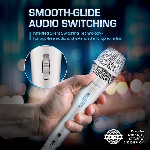 CAROL E dur-916S White XLR Wired Vocal Microphone for Singing－Supercardioid | Patented dual-shock-mount minimizes handling noise. Anti-rolling grille keeps the microphone secure on desk. - color: White