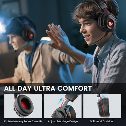 EKSA E900 Pro USB Gaming Headset for PC - Computer Headset with Detachable Noise Cancelling Mic, 7.1 Surround Sound, 50MM Driver - Headphones with Microphone for PS4/PS5, Xbox One, Laptop, Office | Computer Headset with Detachable Noise Cancelling Mic, He
