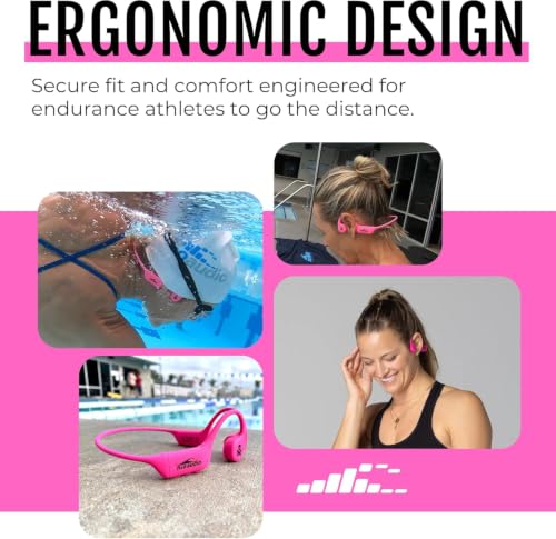 H2O Audio Betty x TRI 2 Multi-Sport Waterproof Bone Conduction Headphones – IPX8 Waterproofing, Bluetooth 5.3, Built-in MP3, 8GB – Swimming, Running, Triathlon, Open Ear – Pink - color: TRI 2 x Betty Pink