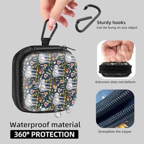 Square Data Cable Earbud Charger Coin Storage Bag Shockproof and Drop-Proof EVA Material Compatible with AirPod(Love Sloths) - color: Love Sloths