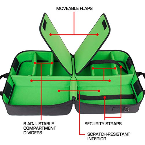 USA Gear DJ Mixer Travel Travel Bag Fits Yamaha MG10XU, MG06X, Mackie Mix8 8-Channel, Behringer Xenyx Q502USB, Adapters, Headphones, Laptops - Customer Interior, Water Resistant Exterior (Green) - color: Green
