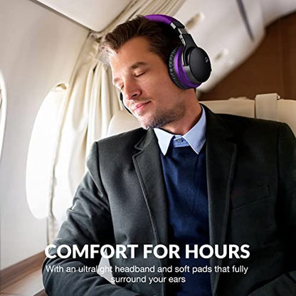 MOVSSOU Million Sold Classic E7 Active Noise Cancelling Headphones | Upgraded HD Sound, Wireless Bluetooth Headphones Over The Ear Unequaled Comfort, Vivid Deep Bass, for Home Office Travel Gift - color: Medium Purple