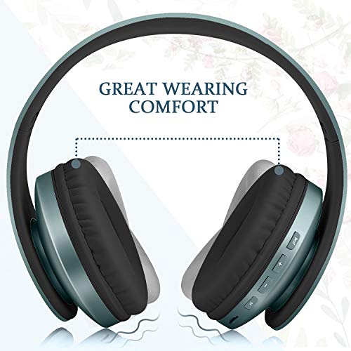 TUINYO Wireless Headphones Over Ear, Bluetooth Headphones with Microphone, Foldable Stereo Wireless Headset- Silver Blue - color: Silver Blue