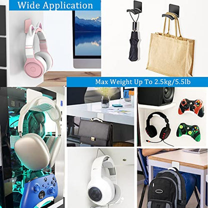 SOKUSIN Headphone Stand Headset Holder - Adhesive Gaming Earphones Hanger, Universal Desk Wall Mount Hook for All Headphone/Controller, Compatible with Beats, AirPods Max,Sony, JBL (White-2PCS) - color: White-2 Pack