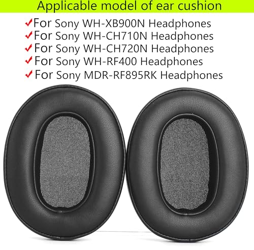 Replacement Ear Pads Compatible with Sony WH-XB900N WH-CH710N WH-CH720N WH-RF400 MADR-RF895RK Headphones Made of Protein Leather Memory Foam Replacement Ear Pads Earmuffs Pads - Black