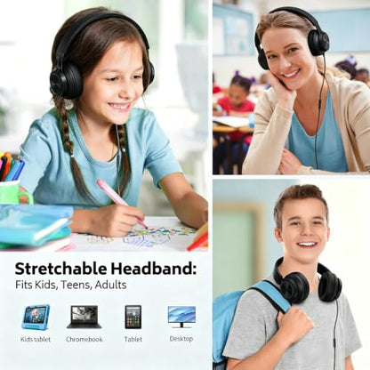 Classroom Headphones for Schools 10-Pack, Bulk Wired 3.5mm Jack