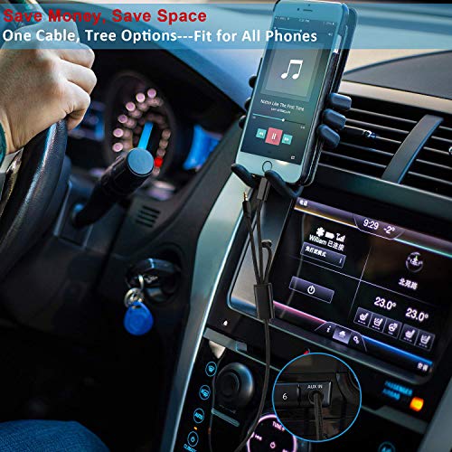 3 in 1 Aux Audio Cord for iPhone [Apple Mfi Certified], USB C to 3.5mm Aux, Lightning to 3.5mm Aux Cable Fit with iPhone 16 15 14, Pixel 9 8 7, Galaxy S24 S23, iPad/MacBook Pro to Car Stereo 4FT