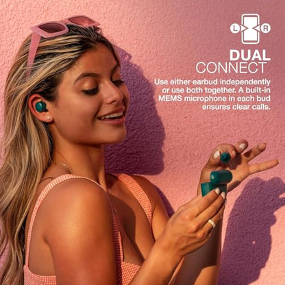 JLab Go Air Pop+, True Wireless Earbuds, Bluetooth Earbuds with Microphone, Dual Connect, USB-C Charging Case, Teal | Wireless Earphones, IP55 True Wireless Earbuds with Microphone, Application, Dual Connect, Charging Case - color: Teal, style: Pop+