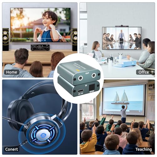 Digital to Analog Audio Converter,192kHz DAC Converter Digital Optical to Dual Analog 3.5mm AUX Audio Adapter with Optical Cable 3.5 Audio Cable and 3.5 to RCA Cable