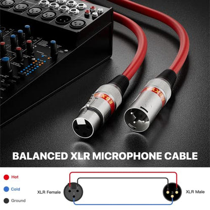 EBXYA XLR Cable 2ft 10 Pack - 3 Pin Balanced Male to Female Mic Cable - color: 10 Colors, size: 2ft