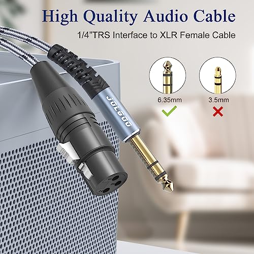 JOLGOO XLR Female to 1/4 Inch 6.35mm TRS Plug Balanced Interconnect Cable, XLR to Quarter inch Cable, 50 Feet 2 Pack, for Microphone,Mixer,Guitar,AMP,Speakers - size: 50 Feet - 2 Pack, style: XLR Female to 1/4 TRS Male