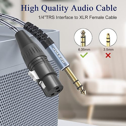 JOLGOO XLR Female to 1/4 Inch 6.35mm TRS Plug Balanced Interconnect Cable, XLR to Quarter inch Cable, 50 Feet 2 Pack, for Microphone,Mixer,Guitar,AMP,Speakers - size: 50 Feet - 2 Pack, style: XLR Female to 1/4 TRS Male