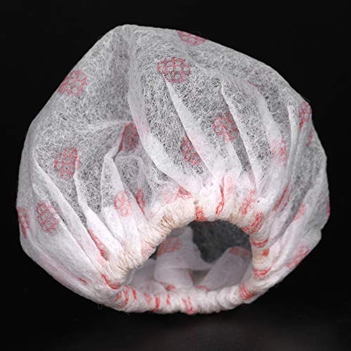 Disposable Microphone Covers 100 Pack | Non - Woven Sanitary Protection for Singing/Interviews/Stage | 50 Pairs with Elastic Band, White with Red Dot
