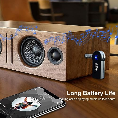 Bluetooth Receiver for Music Streaming, Mini Wireless Adapter for Car, 8-Hour Battery Life, Handsfree Calls, Aux to Bluetooth Adapter for Car, Home Stereo, Headphones, Speakers
