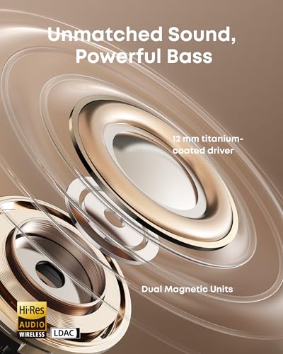 Soundcore AeroClip by Anker, Open-Ear Earbuds, Clip-On Headphones, Adaptive Comfort, Clear Calls with 4 Mics and AI, Stable Fit, 12mm Drivers for Powerful Bass, Hi-Res, Open-Ring Design | Ultra-Comfort for Running Workout, Stable, Power Bass, Hi-Res, 32H