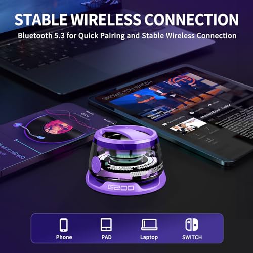 2 Pcs G200 Magnetic Bluetooth Speaker - Multifunctional Portable Mini Speakers with RGB Light, 3D Surround Sound, 7H Playtime, Phone Stand for iPhone Android, Gifts for Teens, Purple - color: 2pcs purple
