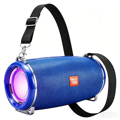 T&G 20W Loud Ourdoor Speaker with Strap, IPX5 Waterproof Portable Boombox | 12H playtime, Deep base, Travel Bluetooth speaker ,FM radio, TF/ USB/TWS. Ideal rugged gift for men, beach, golf,blue - color: BLUE