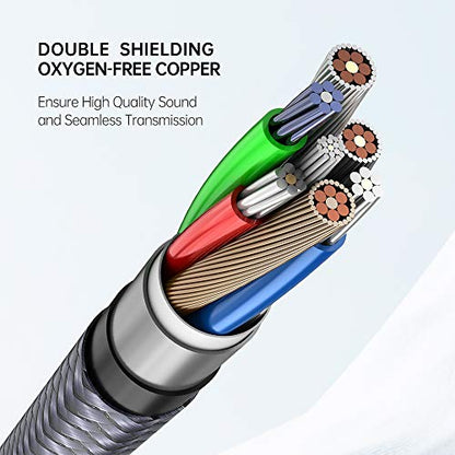 3.5mm to 3 RCA Audio Video Cable, 6.6FT/2M 3.5mm to 3-Male RCA Adapter Stereo AUX Cord AV Cable for MP3, Camcorders, Tablet, Speaker, Home Theater, DVD Player & More (Grey) - size: 6.6 ft