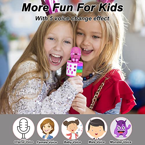 Karaoke Microphone Wireless for Singing: Bluetooth Karaoke Mic for Kids Adults - color: 02-Pink With Light