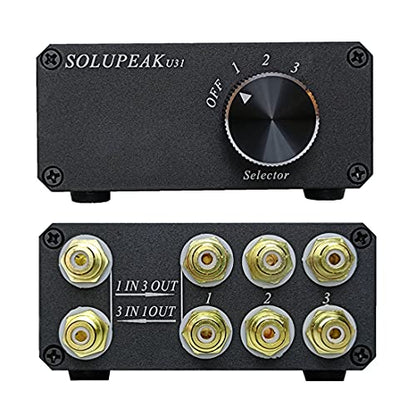 U31 3 Way RCA Audio Switcher, Stereo Audio Switch Selector Box | 3 IN 1 OUT you quickly sw between 3 audio sources in or compare 3 equipments, avoiding frequent cable changes，Bi-Direction - color: 3-WAY RCA Switch(3 IN 1 OUT)-Standard version