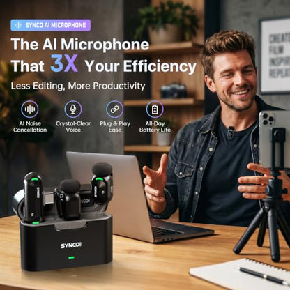 SYNCO AI Mini Wireless Lavalier Microphone for Android USB-C Creators