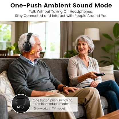 SIMOLIO TV Headphones Wireless for Seniors, 2-in-1 RF & Bluetooth Headsets