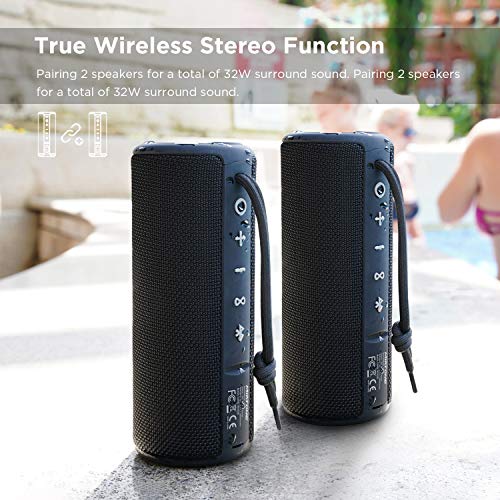 MIATONE Boombox Outdoor Portable Bluetooth Speaker Waterproof Wireless Speakers - Black - color: Black
