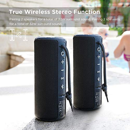 MIATONE Boombox Outdoor Portable Bluetooth Speaker Waterproof Wireless Speakers - Black - color: Black