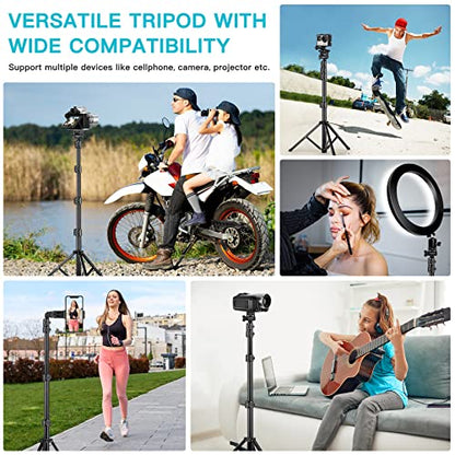 74" Flexible Phone Tripod, Tall Cell Phone Tripod with Adjustable Gooseneck & Remote, Portable Camera Cellphone Stand for Video Recording, Compatible with iPhone Android - size: 74 inch