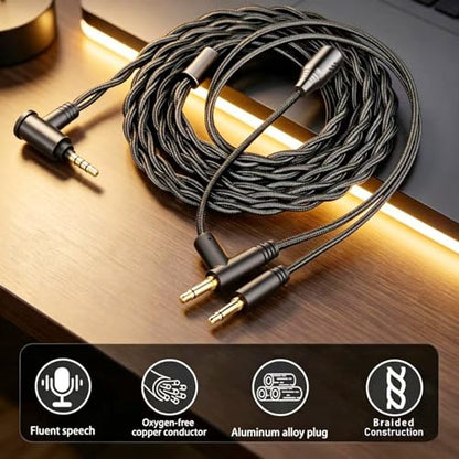 Voice Call Microphone Boom Cable,Dual 3.5mm Voice Gaming Cable,High Purity Oxygen Free Copper AUX Cord Compatible with Hifiman HE4XX HE-350 HE560 Sony MDR Z1R for Studio Audiophile 3.5mm 6.5ft - style: 3.5mm Boom mic