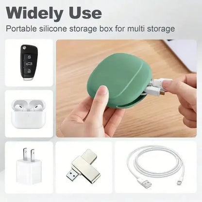 Silicone Headphone Organizer Data Cable Storage Case Holder Small Bag Pouch Portable for Bluetooth Headset Wired Earbuds Earplugs USB Flash Drive Key 2pcs