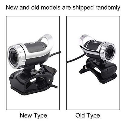 Webcam Camera, USB 2.0 12M Pixels Clip-on Webcam PC Camera with 360° Rotating Stand and Built-in Microphone for Desktop or Laptop (Silver)