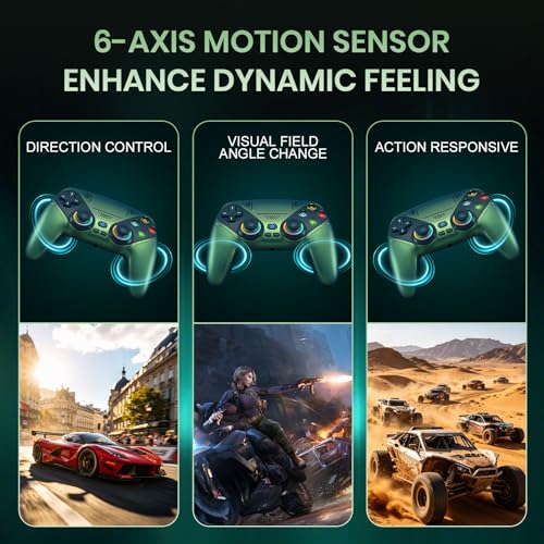 Gamrombo LED Wireless Controller for PS5 | Compatible with PS5 Pro/Slim/PC, Dual Vibration, Macro/Turbo, 3.5mm Audio Jack, 6-Axis Motion, Contro Gamepad with Speaker - color: Metallic Green