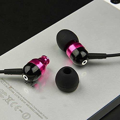 A8 MP3 Metal in-Ear Deep Bass Sound Earbuds with mic Headphones Headsets Earphones for Apple Samsung HTC Nokia lg (Pink) - color: Pink