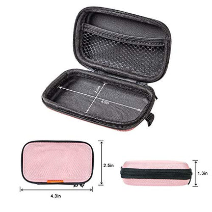 Pink Earbud Carrying Case, Lightweight Mini Universal Storage Pouch | Universal Bag for Wired Earbuds, Airpods, Bluetooth Headset, Wall Charger Adapter, USB Cable - color: Pink