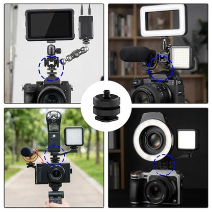 4PCS Camera Hot Shoe Mount to 1/4"-20 Thread Tripod Screw Adapter | Flash Cold Shoe Mount Bracket for DSLR Camera Cage Rig LED Monitor Microphone Etc