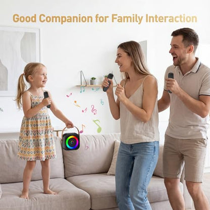 Mini Karaoke Machine, Portable Bluetooth Karaoke Speaker with 3 Wireless Microphones and Party Lights for Kids and Adults, Birthday Gifts for Girls Boys Family Home Party - color: Midnight