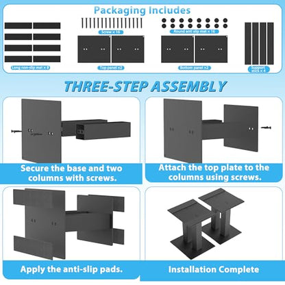Desktop Speaker Stands 1 Pair Bookshelf Speakers Steel Studio Monitor Stand - size: 9.4"L x 8.3"W x 9.8"H