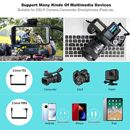 KIMAFUN Dual Wireless Lavalier Microphone for Camera, 2 Pack Lapel Mic for Interview Live Stream KM-G50-2 - size: 3.5MM-2Tx1Rx