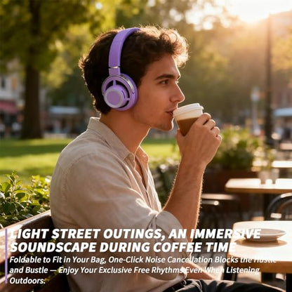 Open-Ear Headphones, 20+ Hour Playtime, Immersive Sound, Wireless Bluetooth Headphones for School, Work, Travel&Daily Use,Purple - color: Purple