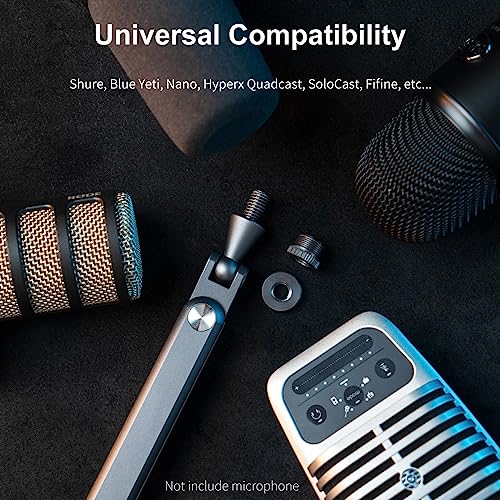 FULAIM Boom Mic Arm, 360° Rotatable, Adjustable & Foldable Desk Microphone Arm Stand, Sturdy Aluminum Alloy Mic Arm for Podcast, Video, Gaming, Meeting, Radio, Studio