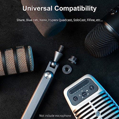 FULAIM Boom Mic Arm, 360° Rotatable, Adjustable & Foldable Desk Microphone Arm Stand, Sturdy Aluminum Alloy Mic Arm for Podcast, Video, Gaming, Meeting, Radio, Studio
