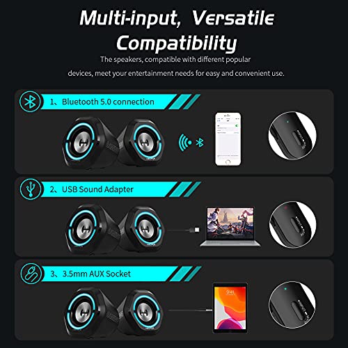 Edifier G1000 Bluetooth 5.3 Gaming Speakers,10W PC USB Computer Speakers for Laptop Desktop 3.5mm aux Input Hecate Black