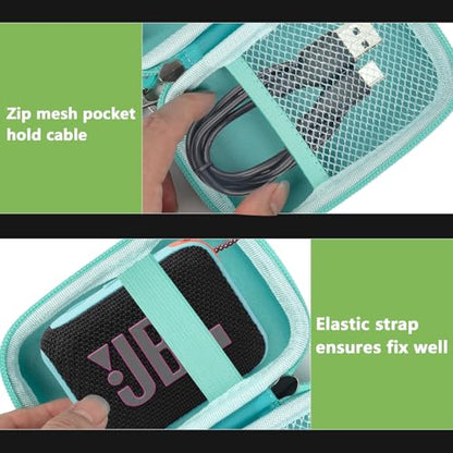 Speaker Case for JBL Go 5/4/3, Case Only | Hard Case, Mesh Pocket for Charging Cable, Compact Travel Carry, Speaker Not Included, Mint - color: Mint